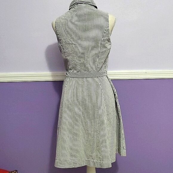 Cynthia Rowley White & Navy Stripes Flowy Skirt Coastal Nautical Summer Dress - Picture 6 of 9